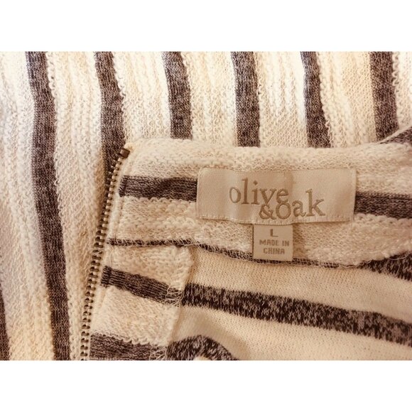 Olive And Oak Women Dress Tunic Knit Striped Cotton Blend Zipper Back Size L - Picture 5 of 6